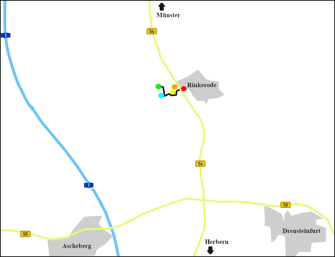Karte mit Rinkerode und Umgebung
